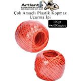Çok Amaçlı Plastik Kopmaz Uçurtma Ipi Çamaşır Ipi 2 Adet Renkli 100 Metre Naylon Ip Çırpı Ipi Çizim Inşaat Duvar Ipi - Kırmızı