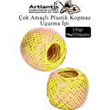 Çok Amaçlı Plastik Kopmaz Uçurtma Ipi Çamaşır Ipi 2 Adet Renkli 100 Metre Naylon Ip Çırpı Ipi Çizim Inşaat Duvar Ipi - Sarı