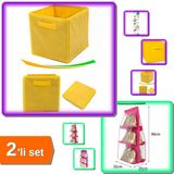 Çok Amaçlı Sarı Dolap İçi Düzenleyici Kutu + 6 Gözlü Pratik Dolap İçi Çanta Pembe - 2Li Set V6w0z9