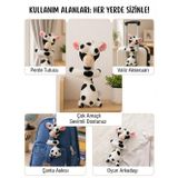 Çok Amaçlı Sevimli İnek Figürlü Peluş Oyuncak 40 cm Perde Çanta ve Valiz Tutucu Hediyelik Aksesuar