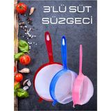 Çok Amaçlı Süt Süzgeci 3'lü 14-17-20 cm Pirinç Bakliyat Süzgeci - Seçenek 1 - Antrasit