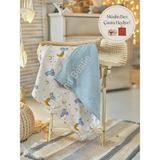 Çok Amaçlı Tavşan Desenli Müslin Bebek Örtü & Battaniye %100 Pamuk Oeko-Teks Sertifikalı 75X75 cm - 75 x 75 cm - Bebe Mavi
