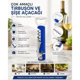 Çok Amaçlı Tirbuşon ve Şişe Açacağı Paslanmaz Metal Gövdeli Ergonomik Saplı Kapak Açacak - Renkli