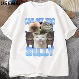 Çok Aptal Komik Kedi Meme T-Shirt Erkek Kadın Pamuk Goofy Ahh Kediler Teeunisex Kısa 2958 - Beyaz - XL