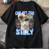 Çok Aptal Komik Kedi Meme T-Shirt Erkek Kadın Pamuk Goofy Ahh Kediler Teeunisex Kısa 2958 - Siyah - XL