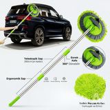 Çok Fonksiyonlu 2’si 1 Arada Mikrofiber Araç Yıkama Fırçası – Teleskopik Uzun Saplı Oto Temizlik Mop - Yeşil