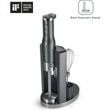 Çok Fonksiyonlu 4'ü 1 Arada Standlı Güçlü Çubuk Blender Seti, Siyah Renk - Ahşap
