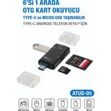 Çok Fonksiyonlu 6 In 1 Otg Kart Okuyucu – Telefon -Tablet Pc Uyumlu - Siyah - Beyaz