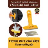 Çok Fonksiyonlu Cam Seramik Ocak Fayans Derz Boya Kısa Saplı 2 Adet Yedekli Sökücü Kazıma Bıçağı