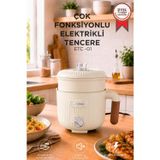 Çok Fonksiyonlu Elektrikli Tencere 1.6L Buharlı Yağda Pilav Yemek Pişirme Makinesi Etc01 Bej