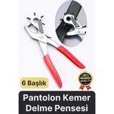 Çok Fonksiyonlu Paslanmaz Çelik Delik Açma Aleti 6 Başlıklı Kumaş Deri Pantolon Kemer Delme Pensesi - diğer - Beyaz