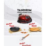 Çok Fonksiyonlu Pizza ve Ekmek Fırını, Bazalt Taşlı, Tepsi ve Kürek Hediye - Altın - Turkuaz