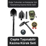 Çok Fonksiyonlu Portatif Katlanır Cepte Taşıma Çantalı Pusulalı Askeri Kamp Deprem Kazma Kürek Seti