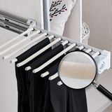 Çok Fonksiyonlu Pull-Out Pantolon Rafı - Uzatılabilir 10 Pantolon Asma Rayı, Sürgülü Dolap Düzenleyici ve Verimli Depolama Çözümleri için Yerden Tasarruflu Kravat ve Eşarp Askısı