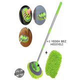 Çok Fonksiyonlu Teleskobik Saplı Mikrofiber Sihirli Araba Temizlik Mopu 1 Yedek Mop Başlığı Hediye