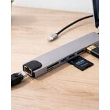 Çok Fonksiyonlu Type C Hub USB HDMI Ethernet Kart Okuyucu - 1 - Renkli