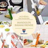Çok Fonksiyonlu Yaylı Basmalı Sebze Patates Doğrayıcı Dilimleyici Hazneli Rende Mandolin Rende