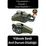Çok Fonksiyonlu Yüksek Sesli Pusulalı Termometreli Suya Dayanıklı Kamp Deprem Acil Durum Düdüğü