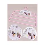 Çok Katlı Plastik Pantolon-Eşarp Askısı - Pembe