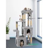 Çok Katlı Ponponlu Tırmalamalı Teraslı Lüx Kedi Oyun Evi Nursoft-0108