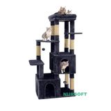 Çok Katlı Tırmalamalı Ponponlu Teraslı Lüx Kedi Eğlenceli Oyun Evi Nursoft-0108