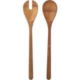 Çok Renkli 2'li Bambu ve Tahta Salata Servis Kaşığı Seti, Uzunluk 31 cm - Seçenek 1