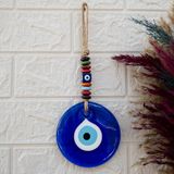 Çok Renkli Ahşap Boncuklu 11x25 cm Cam Nazar Boncuk Duvar Süsü