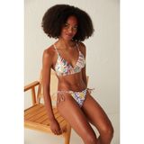 Çok Renkli Escape Çiçek Desenli Fırfır Detaylı Bikini Altı - 38