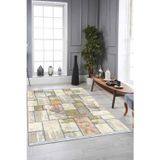 Çok Renkli Patchwork Dokuma Pamuk Taban Kaymaz Kilim Klm288