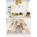 Çok Renkli Patchwork Dokuma Pamuk Taban Kaymaz Kilim Klm289