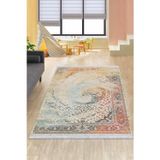 Çok Renkli Vintage Dokuma Pamuk Taban Kaymaz Kilim Klm091
