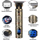 Çokan Gomey GM-0687 LCD Ekran T-Bıçak Epilasyon Öncesi Vücut Kılı Traş Saç Ense Sakal Çizim Tıraş Makinesi - Şeffaf