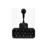 Çoklu Kablolu Priz Yüksek Gerilim Korumalı 3'lü Priz 1x USB 2x Type-C Çıkışlı Grup Priz Çoğaltıcı - Siyah