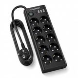 Çoklu Priz 10’lu Grup Priz USB’li (3x USB-A, 1x USB-C), 3680W 16A, 2 Metre Kablo, Topraklı Uzatma Kablosu, Ev Ofis Gaming İçin