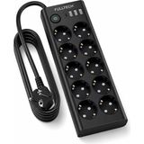 Çoklu Priz 10’lu Grup Priz USB’li (3x USB-A, 1x USB-C), 3680W 16A, 2 Metre Kablo, Topraklı Uzatma Kablosu, Ev Ofis Gaming