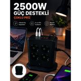 Çoklu Priz 8 Çıkışlı 4 USB 2 Type-C Anahtarlı Dikey Priz Kulesi - 1 Adet