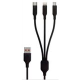 Çoklu Şarj Kablosu, 120 cm, Micro-USB, Type-C, Lightning, 30W, 6A Hızlı Şarj