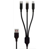 Çoklu Şarj Kablosu 120Cm Micro-Type-C Lightining 30W 6 Ampere Kadar Hızlı Şarj