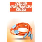 Çoklu Şarj Kablosu Usb Type-C İos Uyumlu 120W Hızlı Şarj Kablosu Mir27574934
