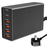 Çoklu USB Şarj Bloğu RISWOJOR, Otomatik Algılama Güvenliği ile 40W Düz Fiş 6 Bağlantı Noktalı Şarj İstasyonu, Akıllı Telefon Tablet ve Çoklu Cihazlar için Tip-C 3A ile USB Çok Noktalı Şarj Cihazı