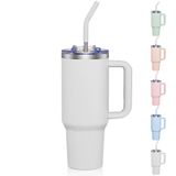 COKTIK 40oz Saplı ve Hasır Kapaklı Bardak, 2'si 1 Arada Kapak (Saman/Flip), Vakum Yalıtımlı Seyahat Kupası Sıcak ve Soğuk İçecekler için paslanmaz çelik bardak (Gül Kuvars)