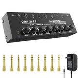 COKYISS Kulaklık Amplifikatörü,8 Kanal Stereo Kulaklık Amp,Taşınabilir Metal Kulaklık Splitter,Dahili Ekolayzer,w/8 1/4 "TRS Kulaklık Çıkışı ve Ses Mikseri için 1/4 'TRS Ses Girişi