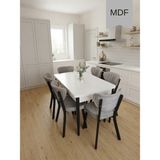 Çolak Mobilya 6 Kişilik Yemek Masa Takımı 80X130 Açılır Mdf Masa ve 6 Adet Elma Sandalye - Beyaz