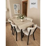 Çolak Mobilya 6 Kişilik Yemek Masa Takımı 80X130 Açılır Mdf Masa ve 6 Adet Elma Sandalye - Krem