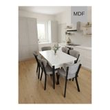 Colak mobilya Liva Serisi 6 Kişilik Yemek Masa Takımı 80x130 Açılır MDF Beyaz Masa ve 6 Adet Gri Elma Sandalye