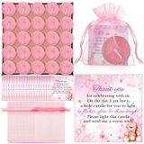 Colarr 50 Set Baby Shower Mum Şekeri Ayı Temalı Bebek Duşu, Misafir için Hediyeler, 50 Çay Işık Mum 50 Teşekkür Etiketi ve Cinsiyet Gösterimi için 50 İade Hediye Çantası Dahil (Şık Stil, Pembe)