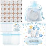 Colarr 50 Set Bebek Duş Şekeri 50 Adet Çay Işık Mumları Misafir için Hediyeler Bebek Duş Mumları 50 Fil Teşekkür Etiketi ve Bebek Duş Partisi Cinsiyet Gösterimi için 50 İade Hediye Çantası (Erkek Tarzı)