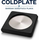 Coldplate Bardak Soğutucu Plaka,BArdak Soğutucu Altlık, Termojelli, Paslanmaz Çelik Yüzeyli, Donarak Soğutan-Siyah