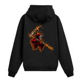 Colermi Ateşli Azrail Sırt Baskılı Kapüşonlu Sweatshirt | Pamuk kumaş, rahat kesim; alevler içinde tırpan sallayan kırmızı kukuletalı azrail figürüyle iddialı bir tasarım