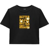 Colermi Better Mutlu, Better Smiling Crop Top - Altın Yellow Tasarım - Mavi - S - M